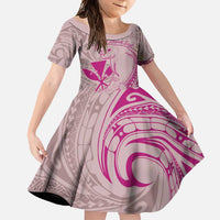 Hawaii Monk Seal and Map Family Matching Tank Maxi Dress and Hawaiian Shirt Polynesian Kanaka Maoli Pink Vibe LT9 Daughter's Dress Pink - Polynesian Pride