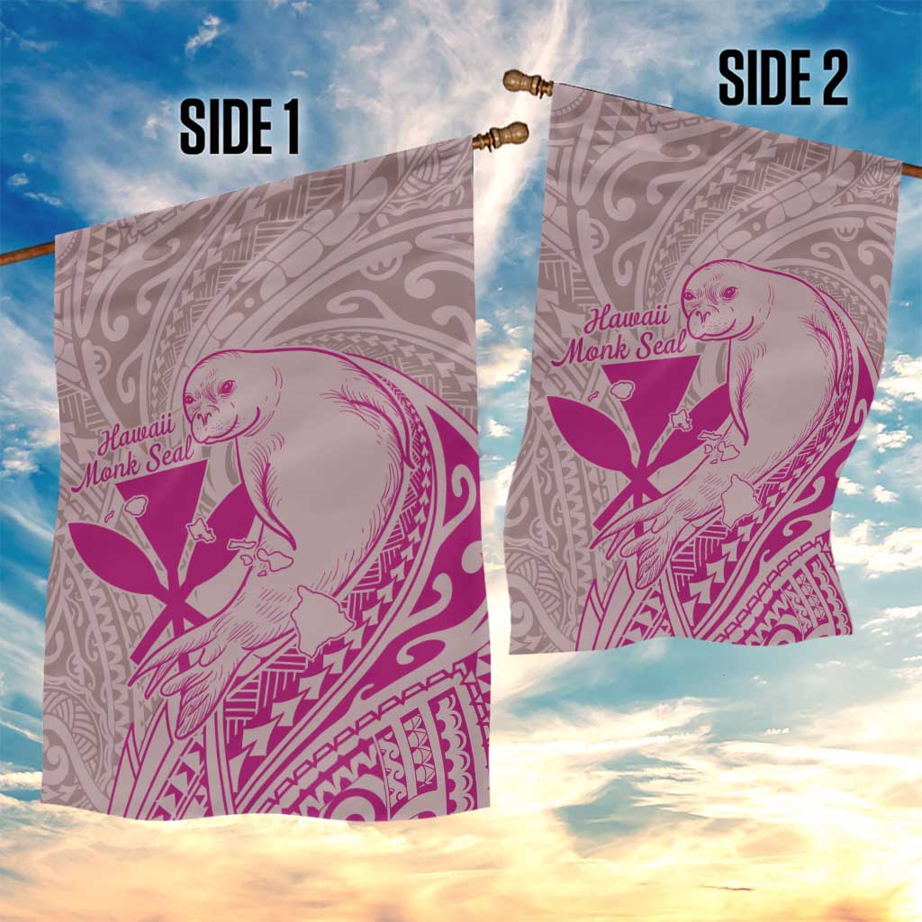 Hawaii Monk Seal and Map Garden Flag Polynesian Kanaka Maoli Pink Vibe LT9 - Polynesian Pride