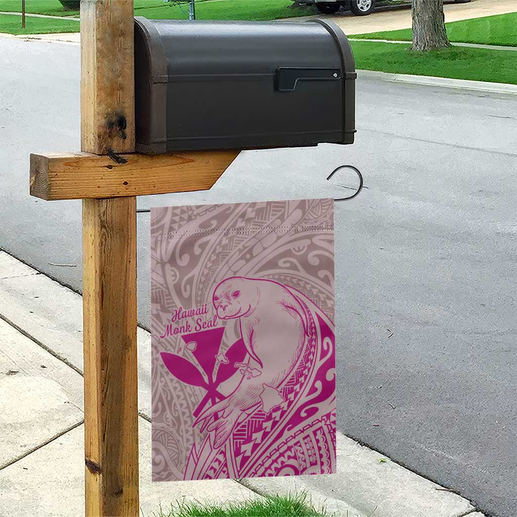 Hawaii Monk Seal and Map Garden Flag Polynesian Kanaka Maoli Pink Vibe LT9 - Polynesian Pride