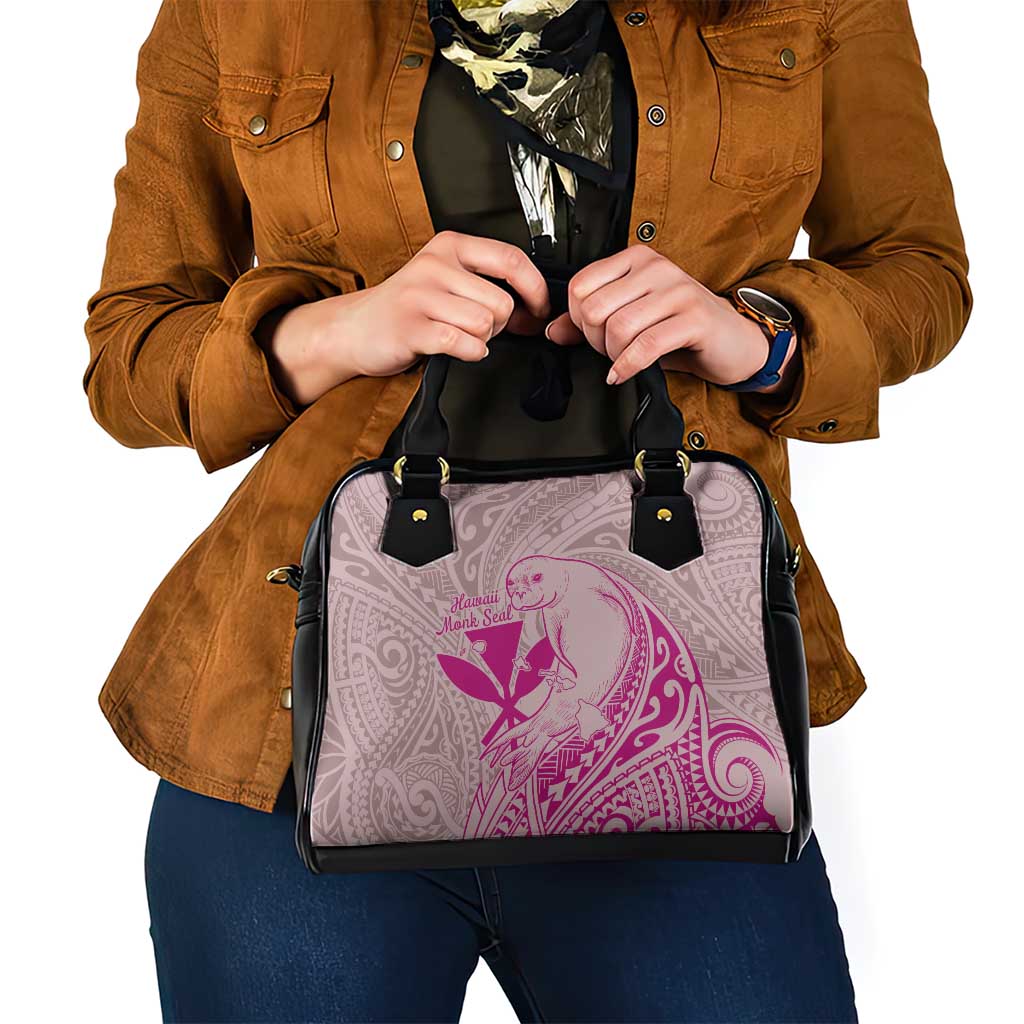 Hawaii Monk Seal and Map Shoulder Handbag Polynesian Kanaka Maoli Pink Vibe