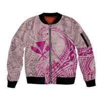 Hawaii Monk Seal and Map Sleeve Zip Bomber Jacket Polynesian Kanaka Maoli Pink Vibe LT9 Unisex Pink - Polynesian Pride