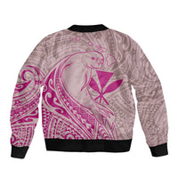 Hawaii Monk Seal and Map Sleeve Zip Bomber Jacket Polynesian Kanaka Maoli Pink Vibe LT9 - Polynesian Pride