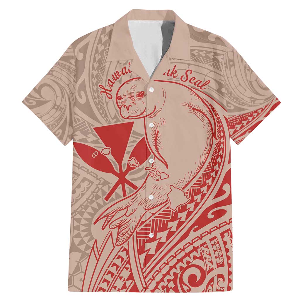 Hawaii Monk Seal and Map Family Matching Mermaid Dress and Hawaiian Shirt Polynesian Kanaka Maoli Red Vibe LT9 Dad's Shirt - Short Sleeve Red - Polynesian Pride