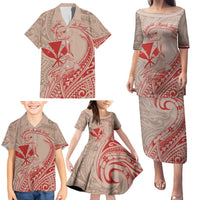 Hawaii Monk Seal and Map Family Matching Puletasi and Hawaiian Shirt Polynesian Kanaka Maoli Red Vibe LT9 - Polynesian Pride