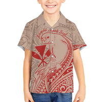 Hawaii Monk Seal and Map Family Matching Summer Maxi Dress and Hawaiian Shirt Polynesian Kanaka Maoli Red Vibe LT9 Son's Shirt Red - Polynesian Pride