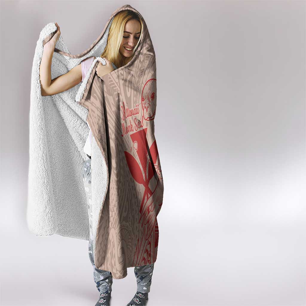 Hawaii Monk Seal and Map Hooded Blanket Polynesian Kanaka Maoli Red Vibe LT9 - Polynesian Pride