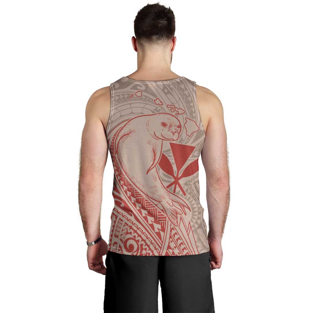 Hawaii Monk Seal and Map Men Tank Top Polynesian Kanaka Maoli Red Vibe LT9 - Polynesian Pride