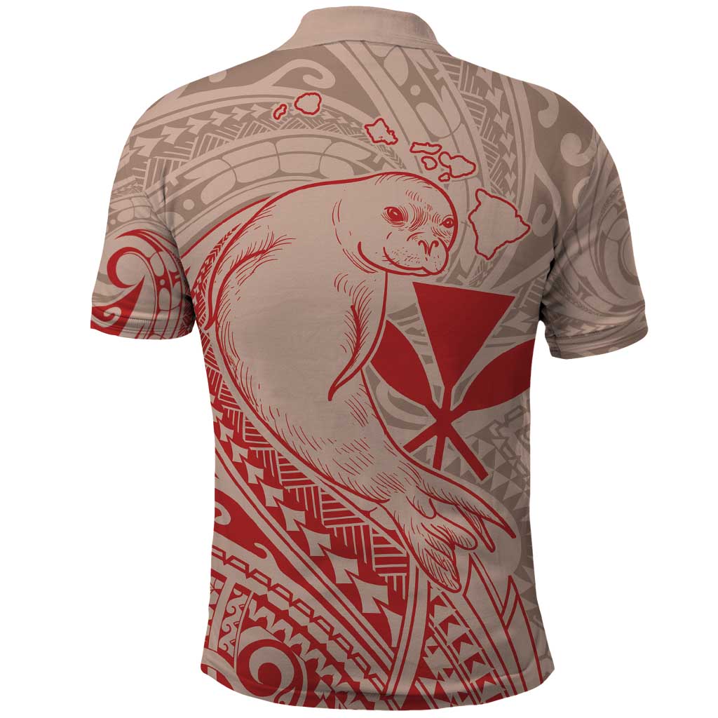 Hawaii Monk Seal and Map Polo Shirt Polynesian Kanaka Maoli Red Vibe LT9 - Polynesian Pride