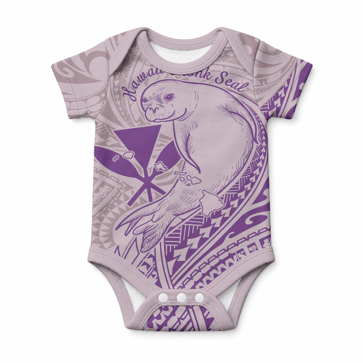 Hawaii Monk Seal and Map Baby Onesie Polynesian Kanaka Maoli Violet Vibe LT9 Violet - Polynesian Pride