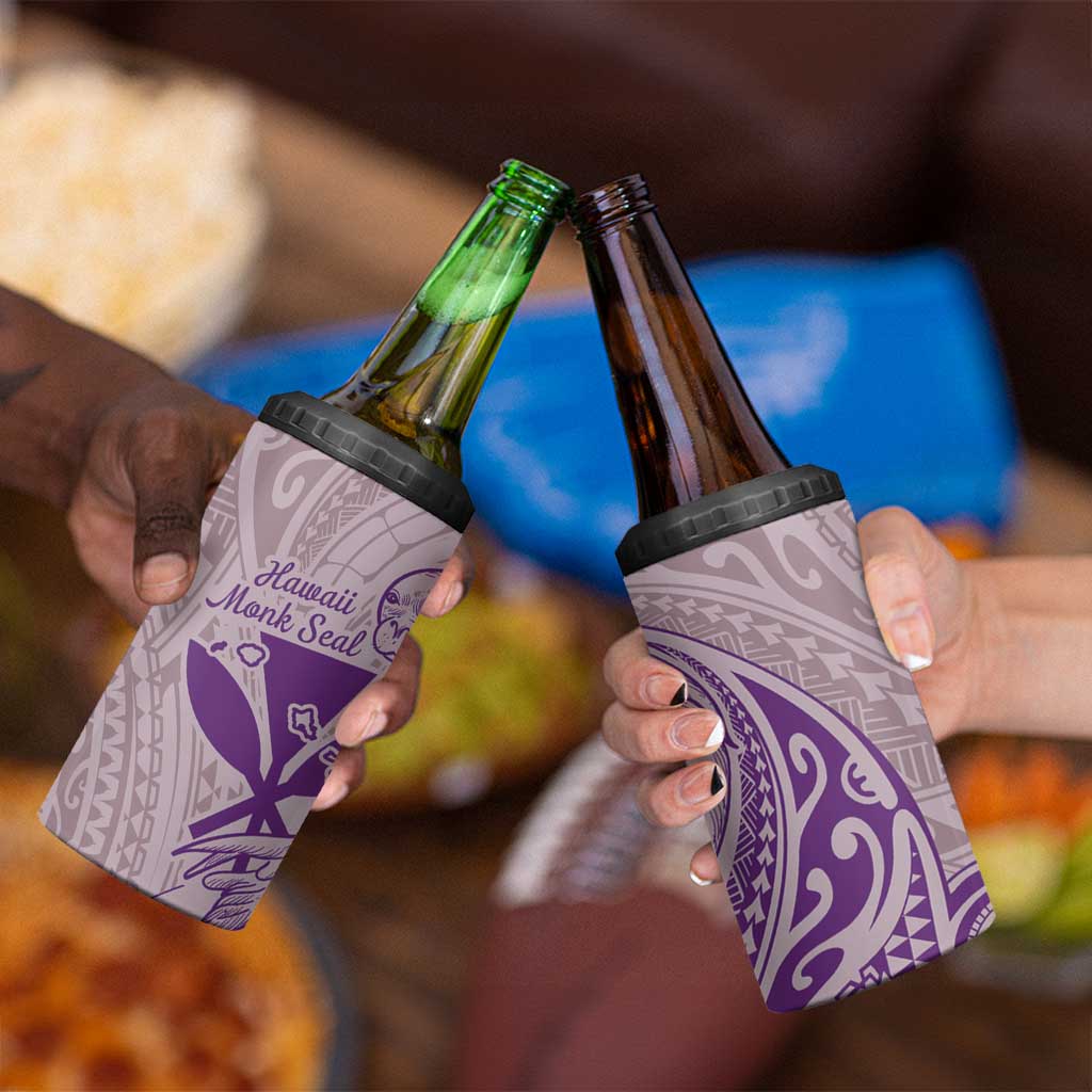 Hawaii Monk Seal and Map 4 in 1 Can Cooler Tumbler Polynesian Kanaka Maoli Violet Vibe LT9 - Polynesian Pride