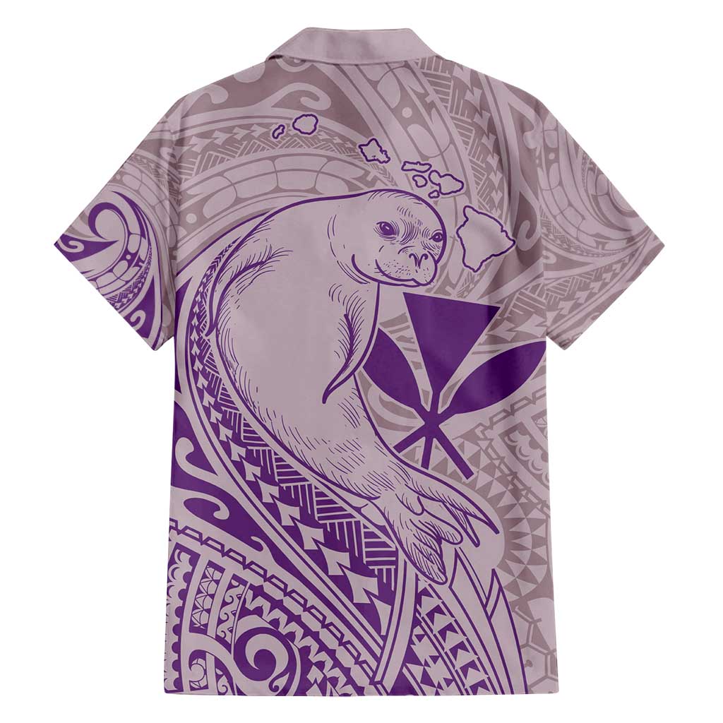 Hawaii Monk Seal and Map Family Matching Long Sleeve Bodycon Dress and Hawaiian Shirt Polynesian Kanaka Maoli Violet Vibe LT9 - Polynesian Pride