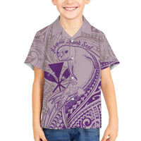 Hawaii Monk Seal and Map Family Matching Off The Shoulder Long Sleeve Dress and Hawaiian Shirt Polynesian Kanaka Maoli Violet Vibe LT9 Son's Shirt Violet - Polynesian Pride