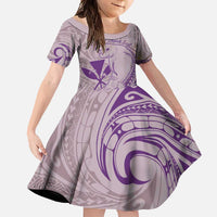 Hawaii Monk Seal and Map Family Matching Off Shoulder Maxi Dress and Hawaiian Shirt Polynesian Kanaka Maoli Violet Vibe LT9 Daughter's Dress Violet - Polynesian Pride