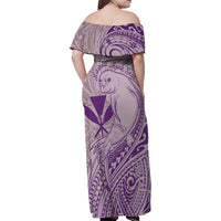 Hawaii Monk Seal and Map Family Matching Off Shoulder Maxi Dress and Hawaiian Shirt Polynesian Kanaka Maoli Violet Vibe LT9 - Polynesian Pride
