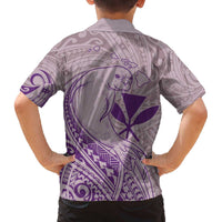Hawaii Monk Seal and Map Family Matching Puletasi and Hawaiian Shirt Polynesian Kanaka Maoli Violet Vibe LT9 - Polynesian Pride