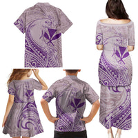Hawaii Monk Seal and Map Family Matching Puletasi and Hawaiian Shirt Polynesian Kanaka Maoli Violet Vibe LT9 - Polynesian Pride