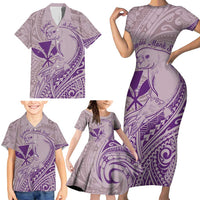 Hawaii Monk Seal and Map Family Matching Short Sleeve Bodycon Dress and Hawaiian Shirt Polynesian Kanaka Maoli Violet Vibe LT9 - Polynesian Pride