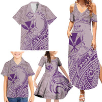 Hawaii Monk Seal and Map Family Matching Summer Maxi Dress and Hawaiian Shirt Polynesian Kanaka Maoli Violet Vibe LT9 - Polynesian Pride
