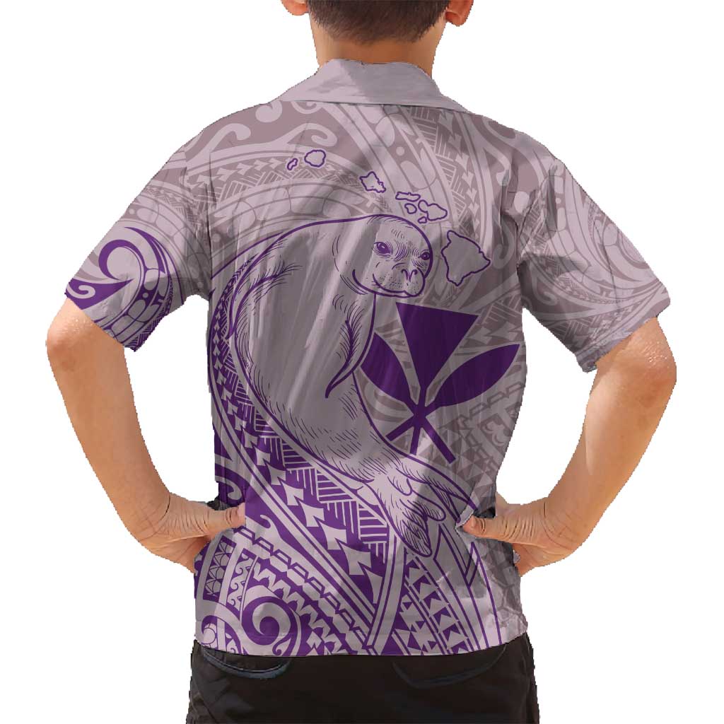 Hawaii Monk Seal and Map Family Matching Tank Maxi Dress and Hawaiian Shirt Polynesian Kanaka Maoli Violet Vibe LT9 - Polynesian Pride