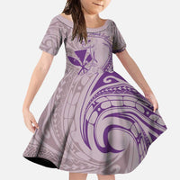Hawaii Monk Seal and Map Family Matching Tank Maxi Dress and Hawaiian Shirt Polynesian Kanaka Maoli Violet Vibe LT9 Daughter's Dress Violet - Polynesian Pride