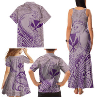 Hawaii Monk Seal and Map Family Matching Tank Maxi Dress and Hawaiian Shirt Polynesian Kanaka Maoli Violet Vibe LT9 - Polynesian Pride