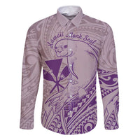 Hawaii Monk Seal and Map Family Matching Tank Maxi Dress and Hawaiian Shirt Polynesian Kanaka Maoli Violet Vibe LT9 Dad's Shirt - Long Sleeve Violet - Polynesian Pride