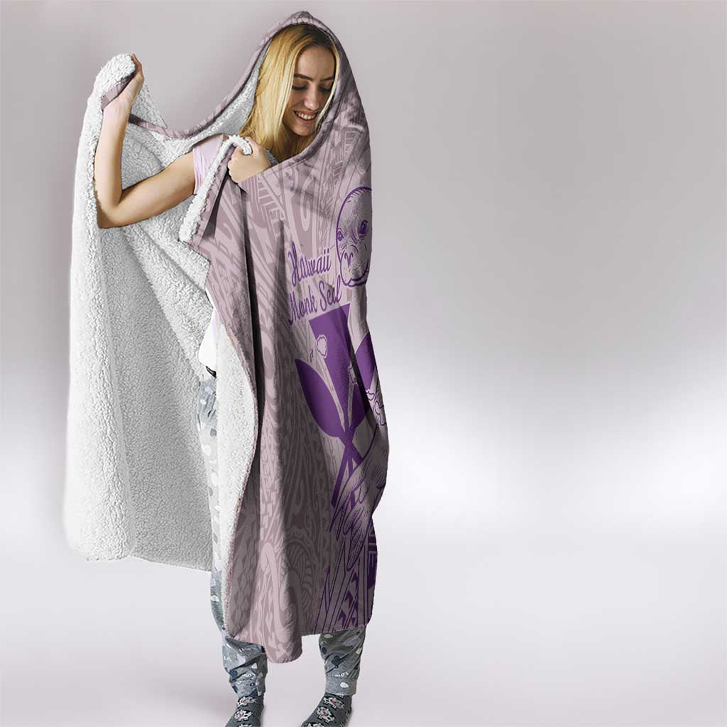 Hawaii Monk Seal and Map Hooded Blanket Polynesian Kanaka Maoli Violet Vibe