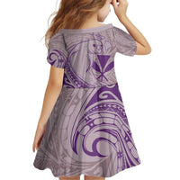Hawaii Monk Seal and Map Kid Short Sleeve Dress Polynesian Kanaka Maoli Violet Vibe