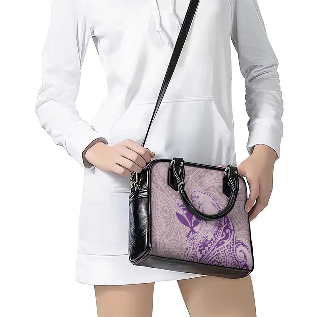 Hawaii Monk Seal and Map Shoulder Handbag Polynesian Kanaka Maoli Violet Vibe