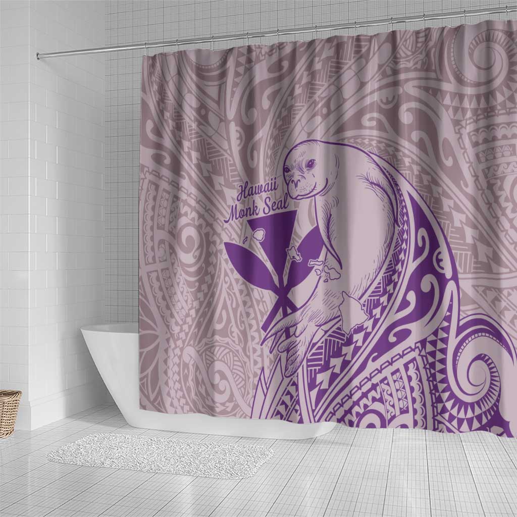 Hawaii Monk Seal and Map Shower Curtain Polynesian Kanaka Maoli Violet Vibe LT9 - Polynesian Pride