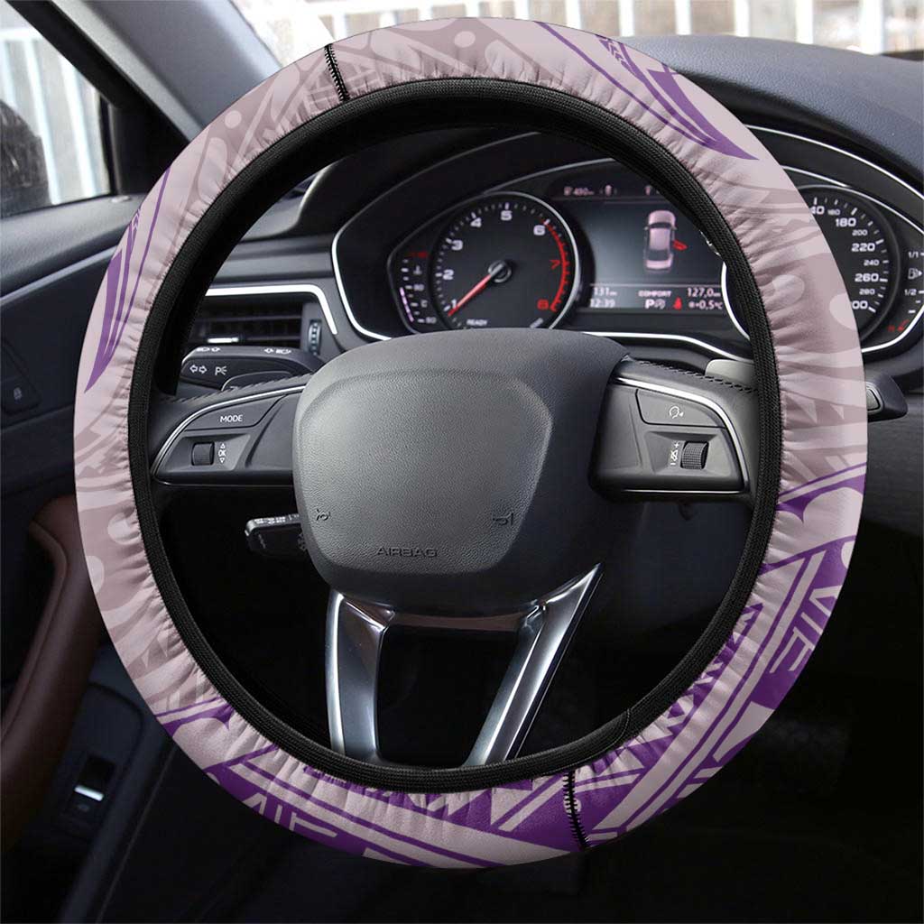 Hawaii Monk Seal and Map Steering Wheel Cover Polynesian Kanaka Maoli Violet Vibe