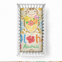 Kawaii Turtle Baby Bed Cover Aloha Hibiscus Flowers LT9 28 × 52 in Beige - Polynesian Pride