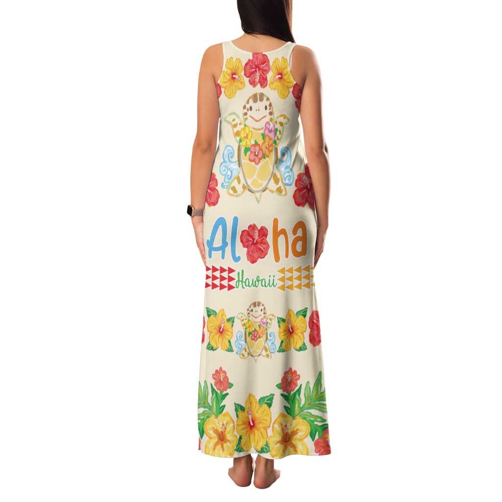 Kawaii Turtle Family Matching Tank Maxi Dress and Hawaiian Shirt Aloha Hibiscus Flowers LT9 - Polynesian Pride