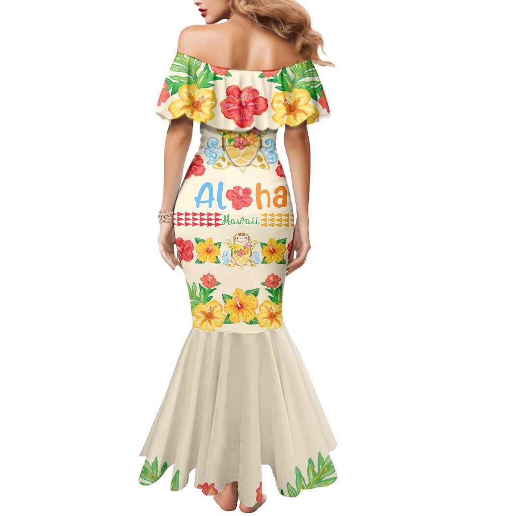 Kawaii Turtle Mermaid Dress Aloha Hibiscus Flowers