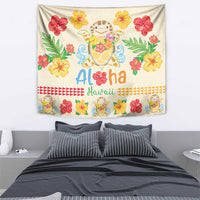 Kawaii Turtle Tapestry Aloha Hibiscus Flowers
