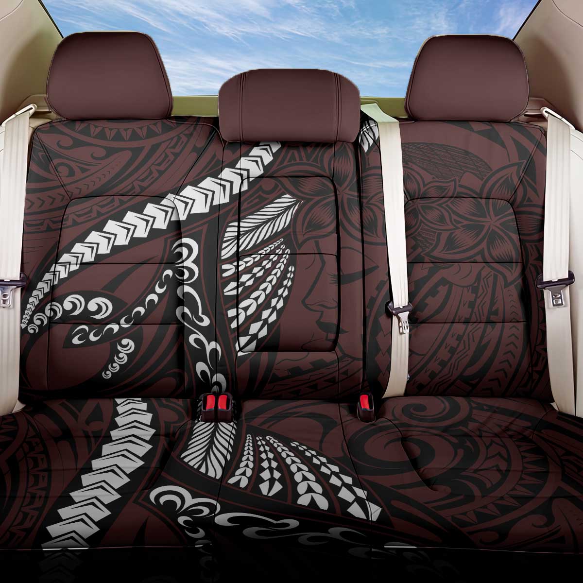 Polynesian Girl Tribal Tattoo Back Car Seat Cover Oxbood Vibe LT9 One Size Oxblood - Polynesian Pride
