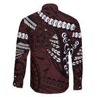 Polynesian Girl Tribal Tattoo Family Matching Long Sleeve Bodycon Dress and Hawaiian Shirt Oxbood Vibe LT9 - Polynesian Pride