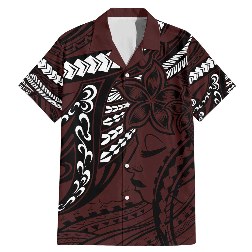 Polynesian Girl Tribal Tattoo Family Matching Mermaid Dress and Hawaiian Shirt Oxbood Vibe LT9 Dad's Shirt - Short Sleeve Oxblood - Polynesian Pride