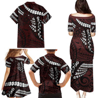 Polynesian Girl Tribal Tattoo Family Matching Puletasi and Hawaiian Shirt Oxbood Vibe LT9 - Polynesian Pride
