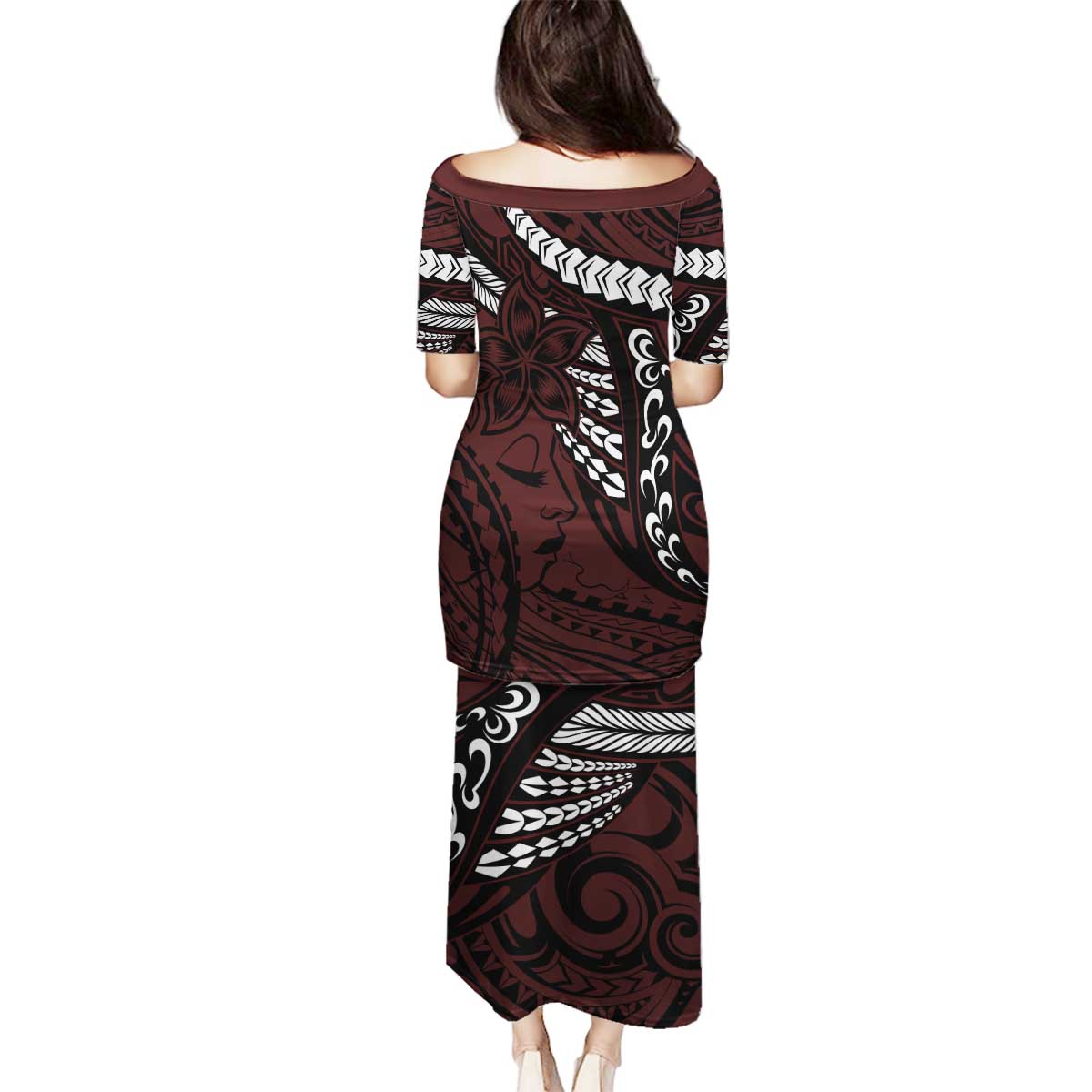 Polynesian Girl Tribal Tattoo Family Matching Puletasi and Hawaiian Shirt Oxbood Vibe LT9 - Polynesian Pride