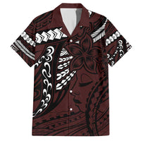 Polynesian Girl Tribal Tattoo Family Matching Short Sleeve Bodycon Dress and Hawaiian Shirt Oxbood Vibe LT9 Dad's Shirt - Short Sleeve Oxblood - Polynesian Pride