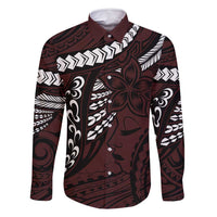 Polynesian Girl Tribal Tattoo Family Matching Summer Maxi Dress and Hawaiian Shirt Oxbood Vibe LT9 Dad's Shirt - Long Sleeve Oxblood - Polynesian Pride