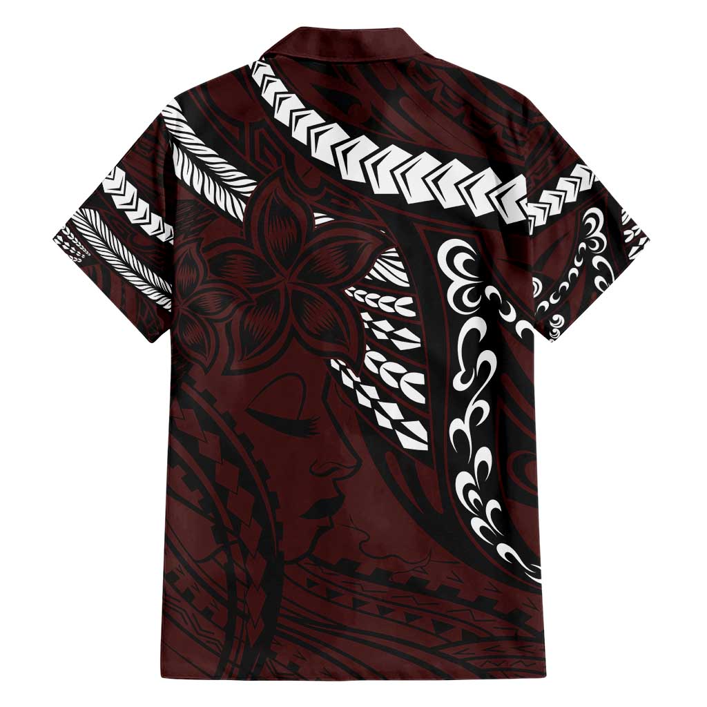 Polynesian Girl Tribal Tattoo Hawaiian Shirt Oxbood Vibe