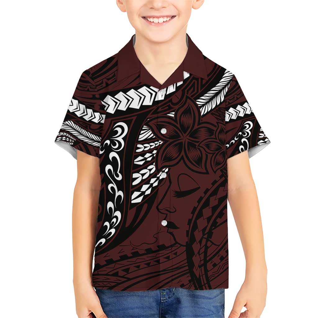 Polynesian Girl Tribal Tattoo Kid Hawaiian Shirt Oxbood Vibe