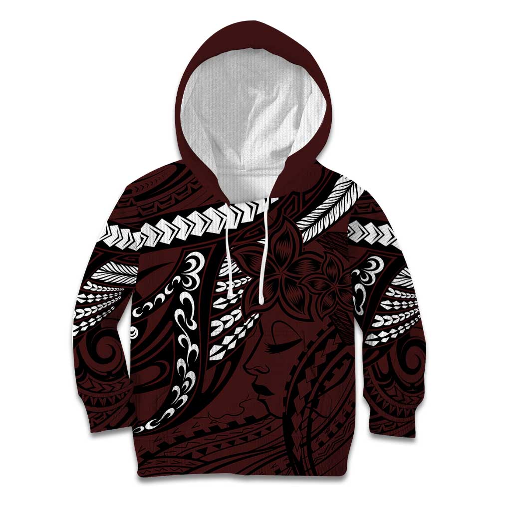 Polynesian Girl Tribal Tattoo Kid Hoodie Oxbood Vibe LT9 Hoodie Oxblood - Polynesian Pride