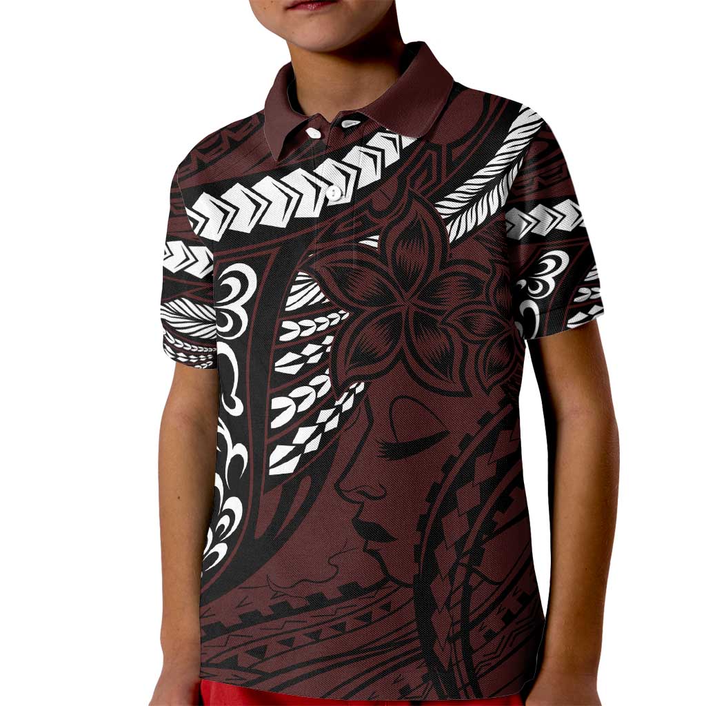 Polynesian Girl Tribal Tattoo Kid Polo Shirt Oxbood Vibe