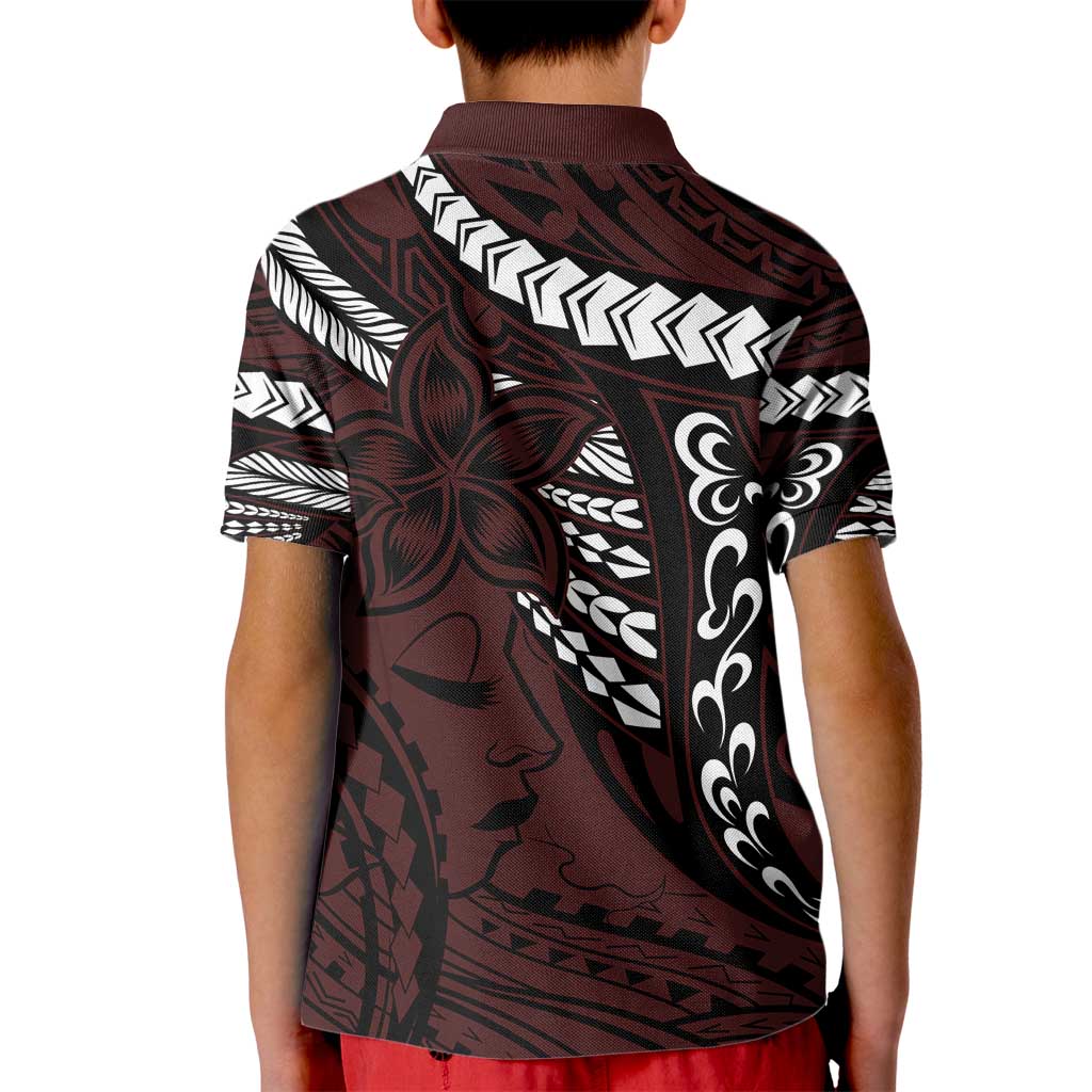 Polynesian Girl Tribal Tattoo Kid Polo Shirt Oxbood Vibe