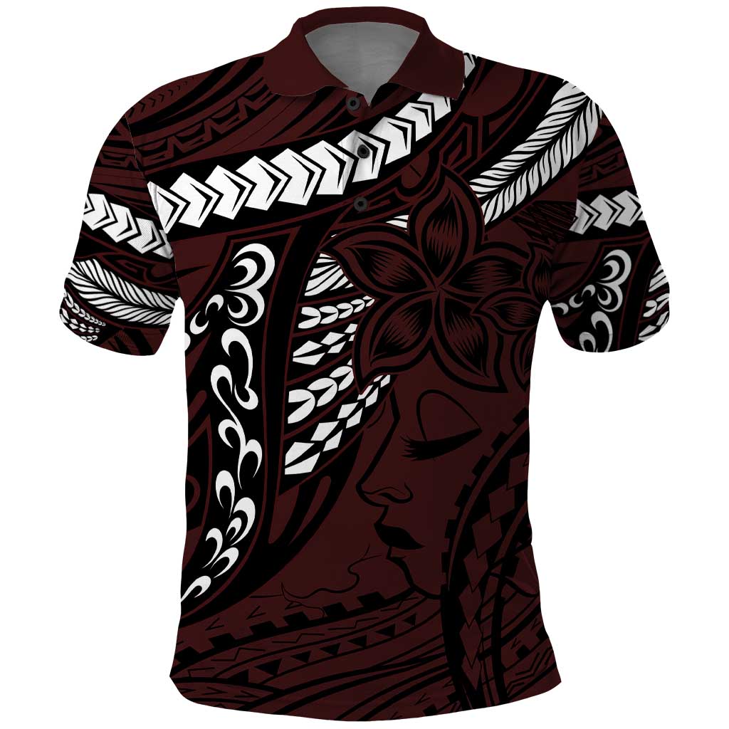 Polynesian Girl Tribal Tattoo Polo Shirt Oxbood Vibe