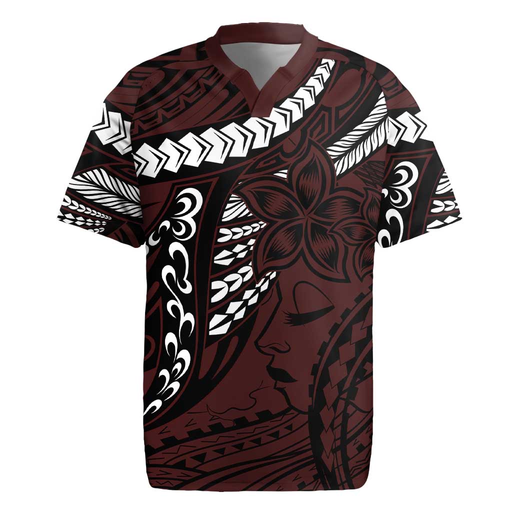 Polynesian Girl Tribal Tattoo Rugby Jersey Oxbood Vibe LT9 Oxblood - Polynesian Pride