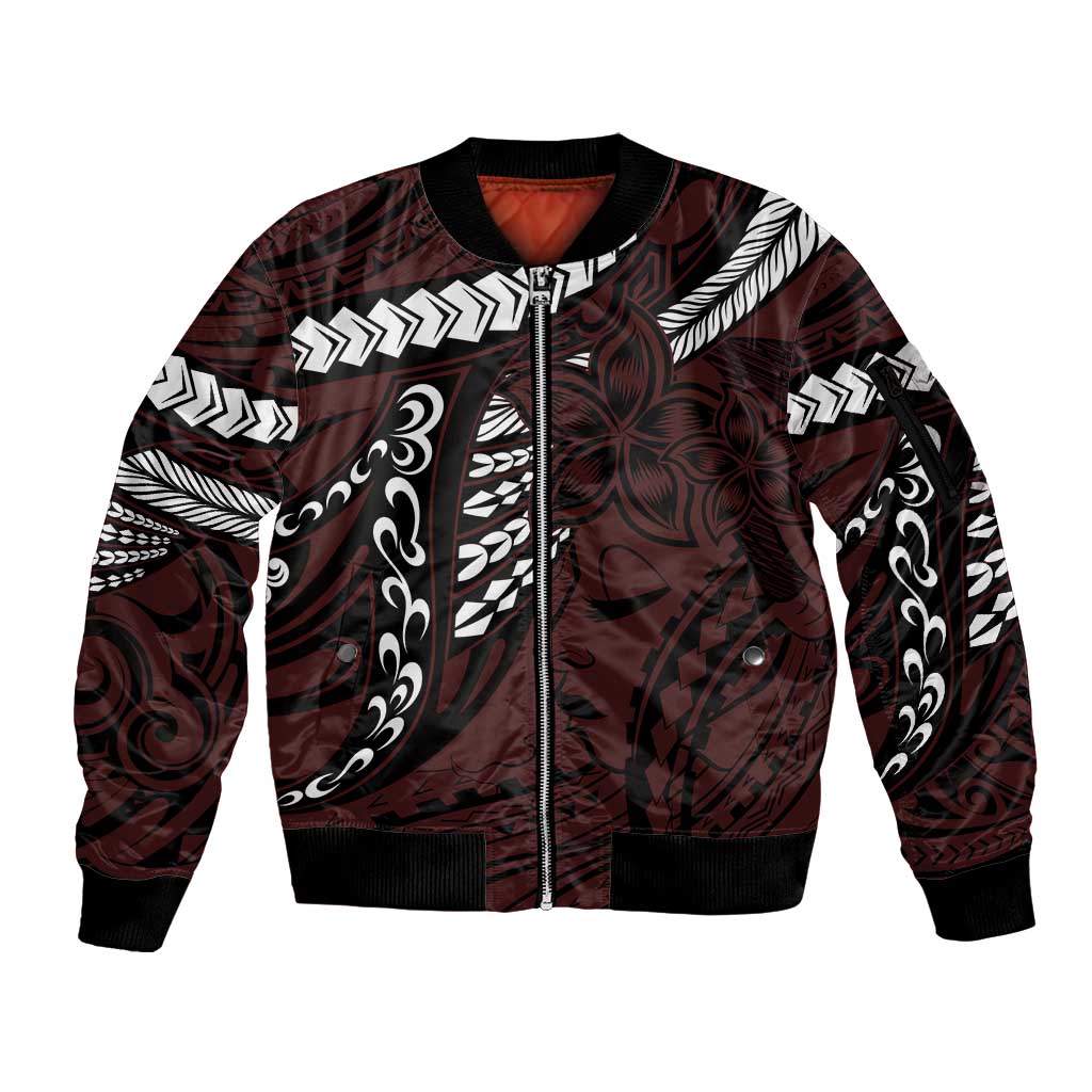 Polynesian Girl Tribal Tattoo Sleeve Zip Bomber Jacket Oxbood Vibe LT9 Unisex Oxblood - Polynesian Pride